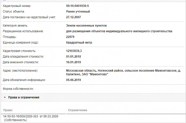 Скрин ЕГРН Онлайн