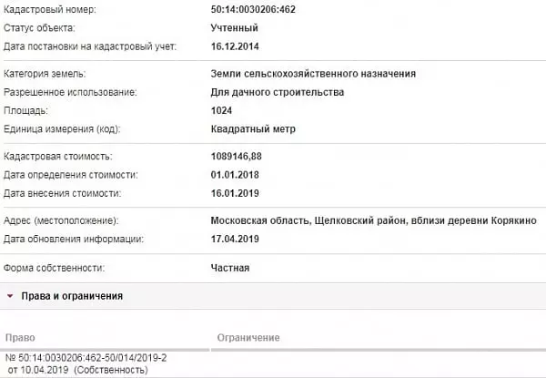 Скрин ЕГРН Онлайн