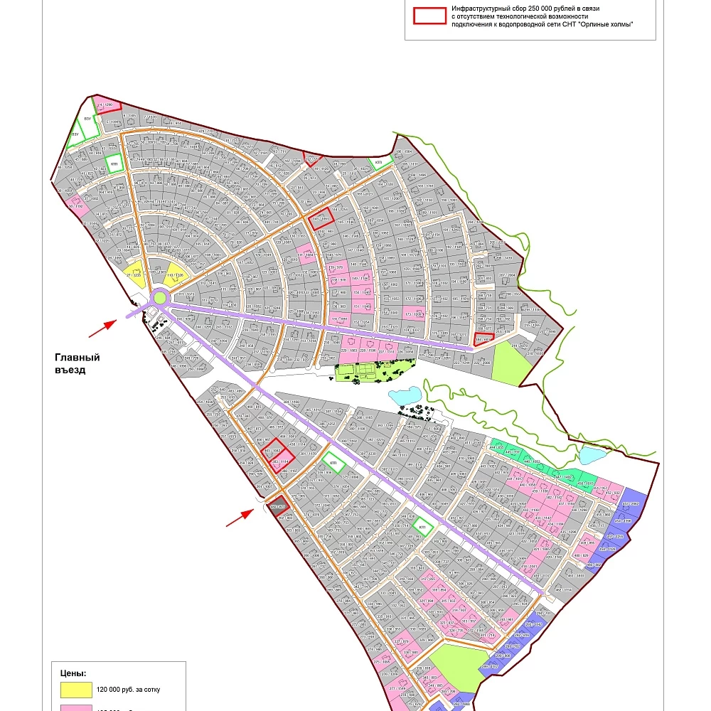План поселка Орлиные холмы