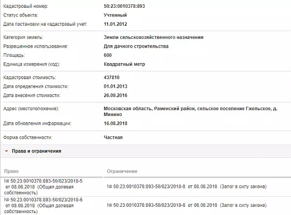 Скрин ЕГРН Онлайн