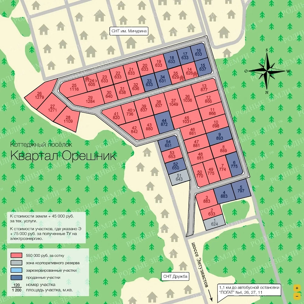 План поселка Квартал Орешник