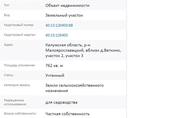 Скрин ЕГРН Онлайн