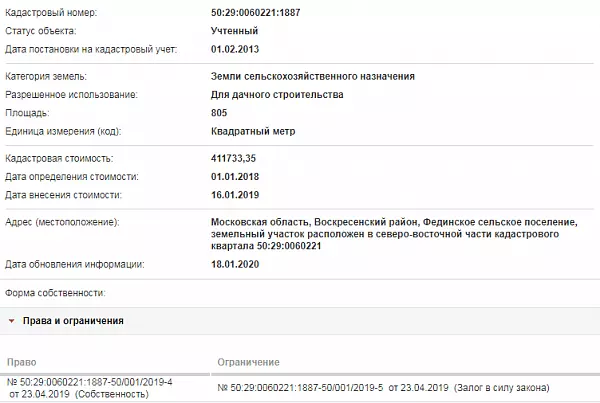 Скрин ЕГРН Онлайн