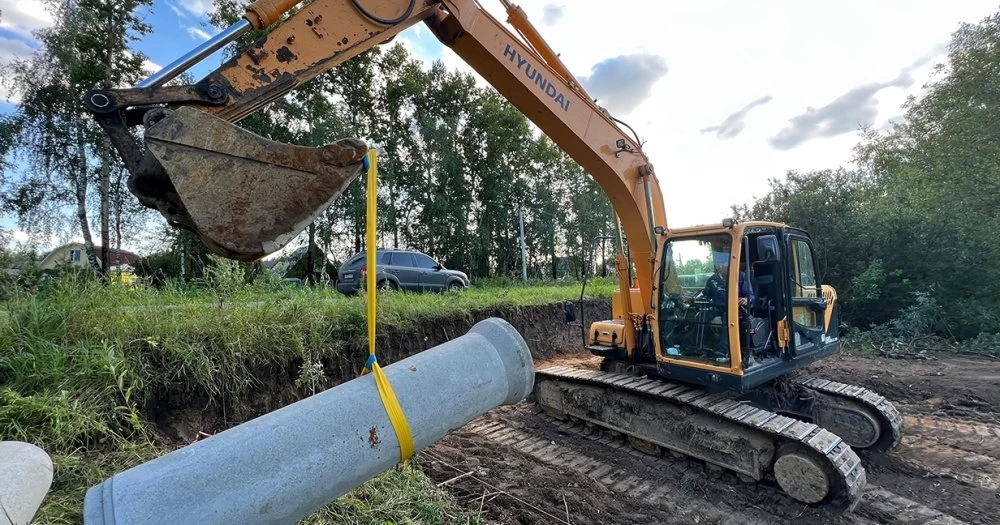 Новости о посёлке Дорожное строительство в промпарке Шахово: укладка дренажных труб