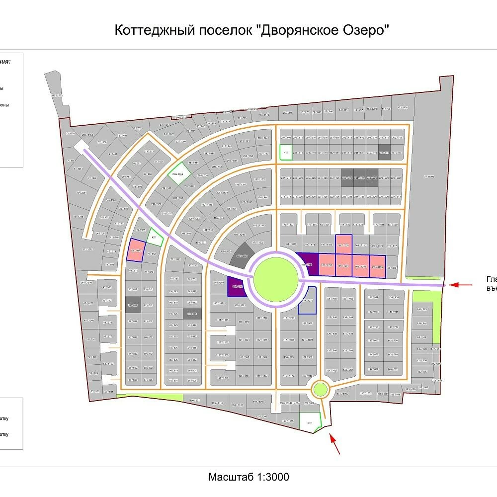 План поселка Дворянское Озеро