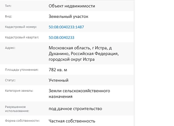 Скрин ЕГРН Онлайн