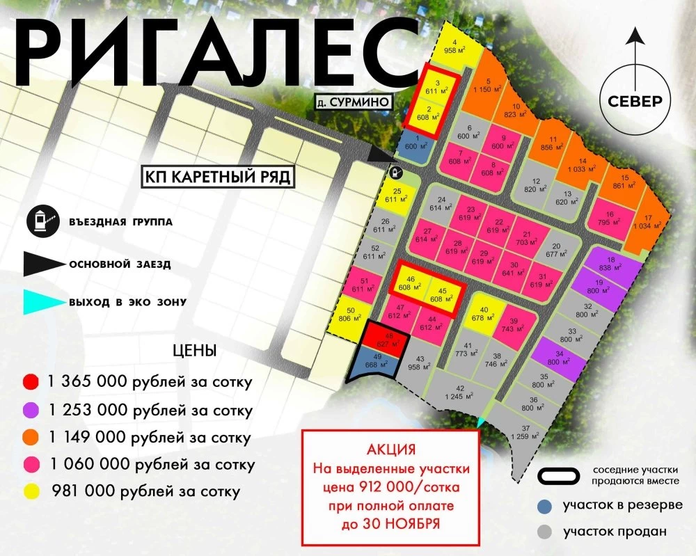 Новости о посёлке Скидка на участки до 30 ноября