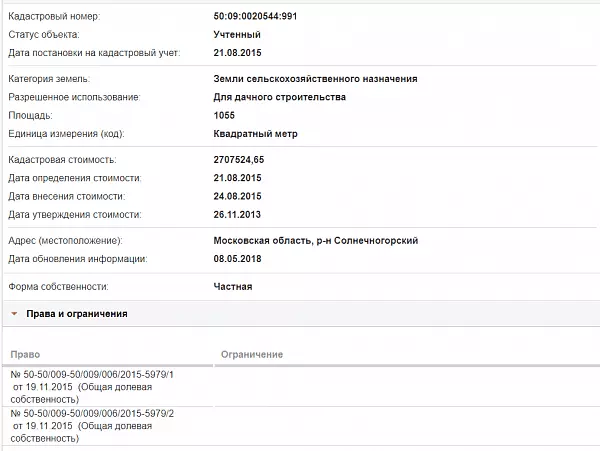 Скрин ЕГРН Онлайн