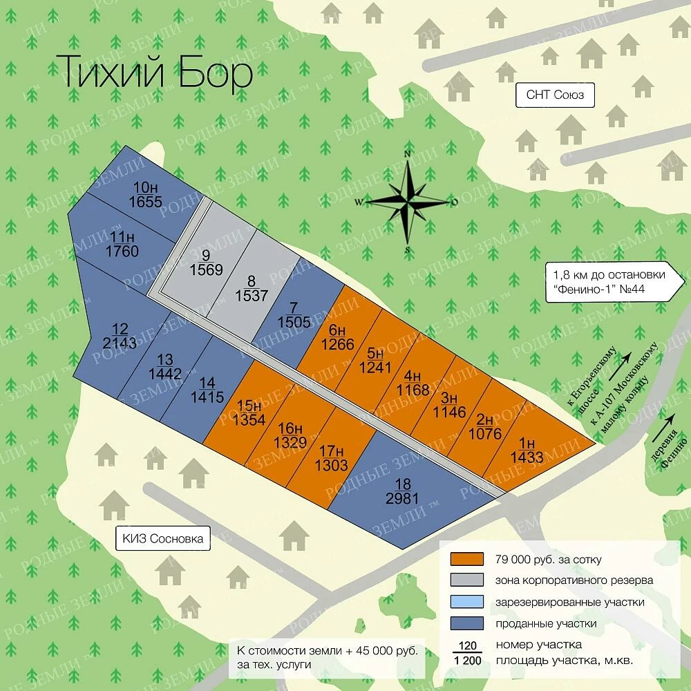 План поселка Тихий бор