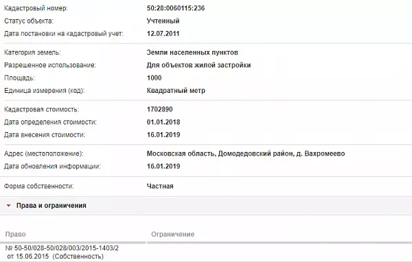 Скрин ЕГРН Онлайн