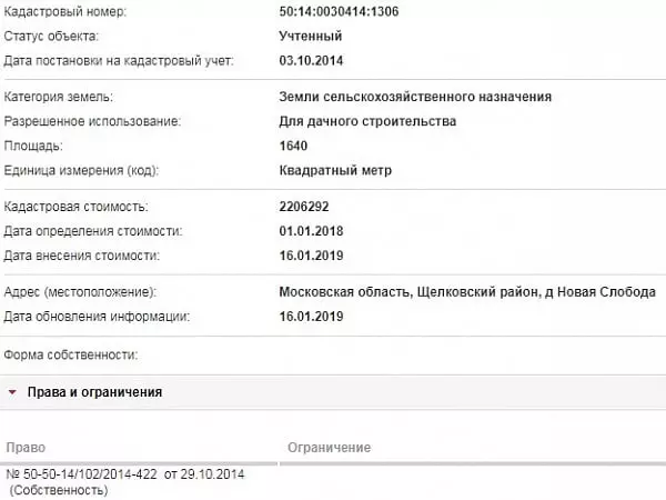 Скрин ЕГРН Онлайн