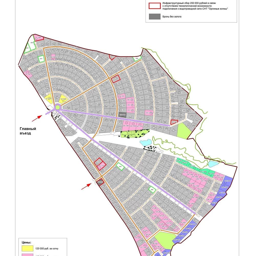 План поселка Орлиные холмы
