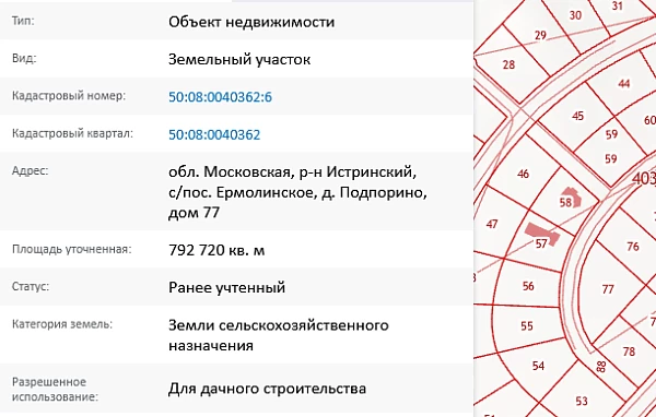 Скрин ЕГРН Онлайн